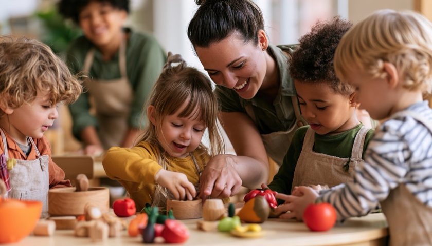 une femme avec de jeunes enfants